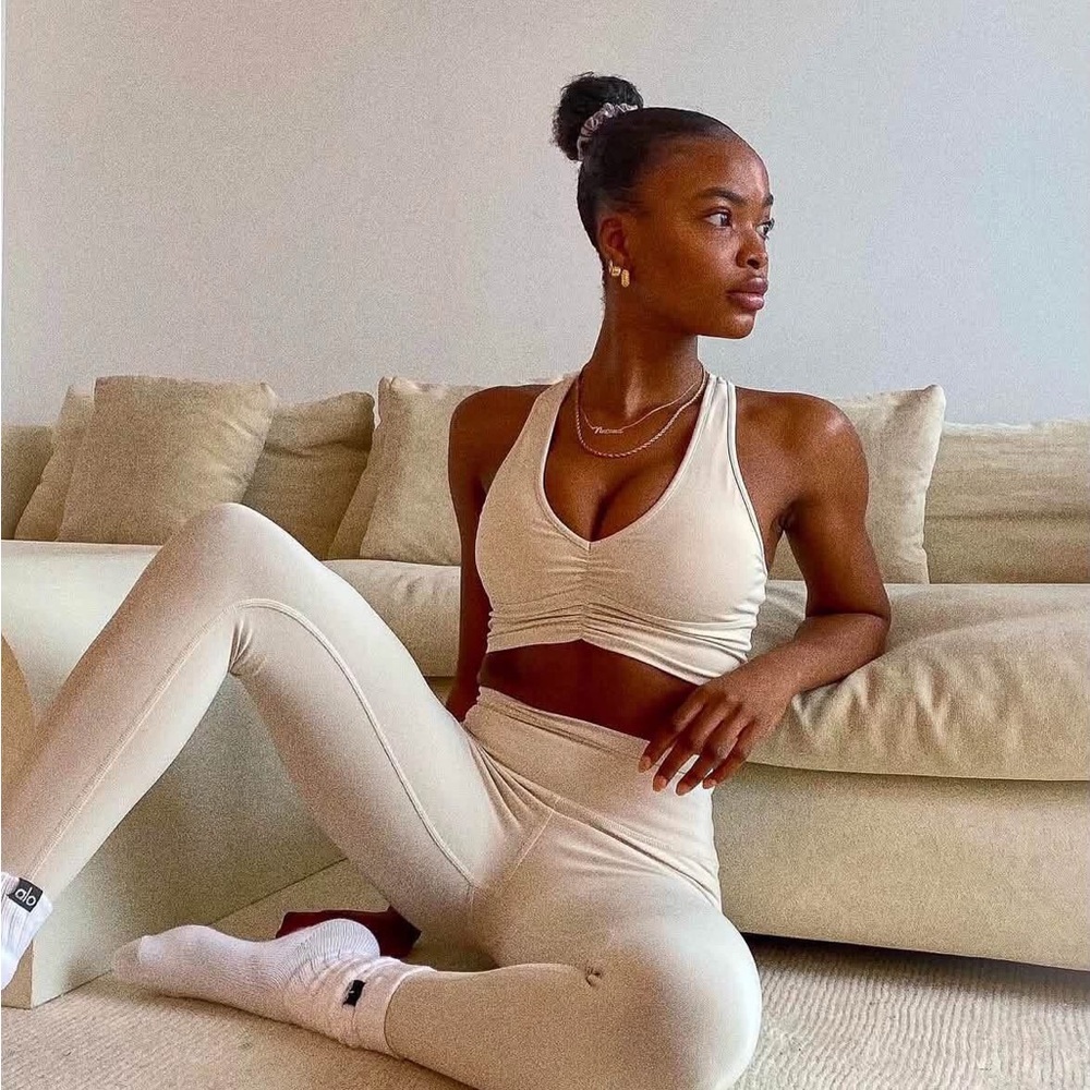 ALO Yoga Pink Ruched Sports Bra
